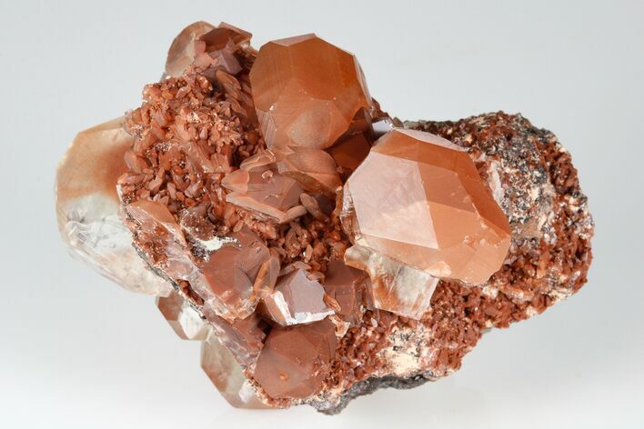 Calcite Crystal Cluster with Hematite Inclusions - Fluorescent! #185695